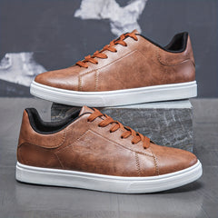 Men's Lace-up PU Leather Skate Shoes with Good Traction