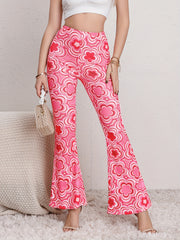 Flower Print Flare Leg Pants High Stretch Yoga Sports Bootcut Leggings
