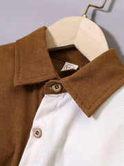 Boy's Corduroy Shirt & Sweatpants Set for Spring Fall