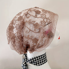 Flower Embroidery Lace Beanie Thin Breathable Turban Cap Head Wrap
