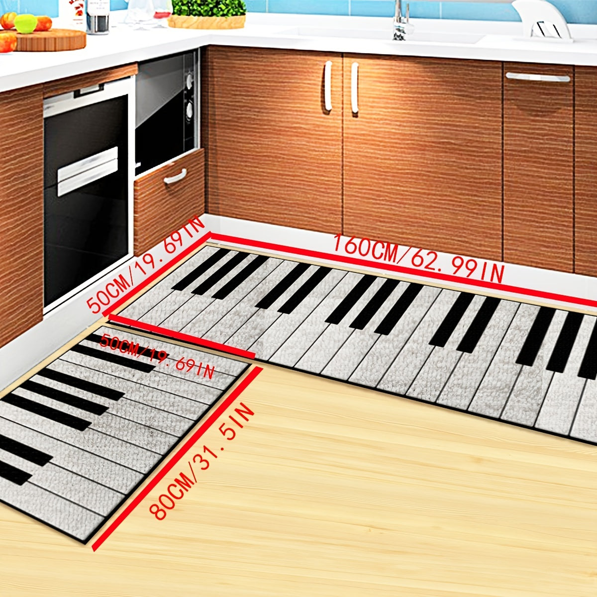 Soft Kitchen Rug Set Waterproof Non Slip Runner Bedside Carpet