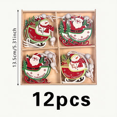 12pcs Snowman Tree Pendants Christmas Home Decor