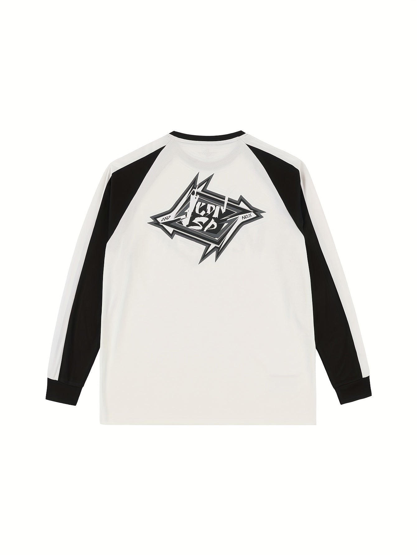 Block Pattern Print Men's Long Sleeve Active T-shirt for Spring Summer Autumn