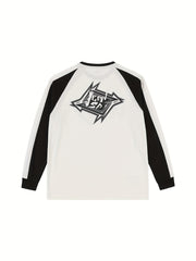 Block Pattern Print Men's Long Sleeve Active T-shirt for Spring Summer Autumn