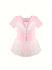 Girls 95 Cotton Short Sleeve Ballet Tutu Leotard Romper