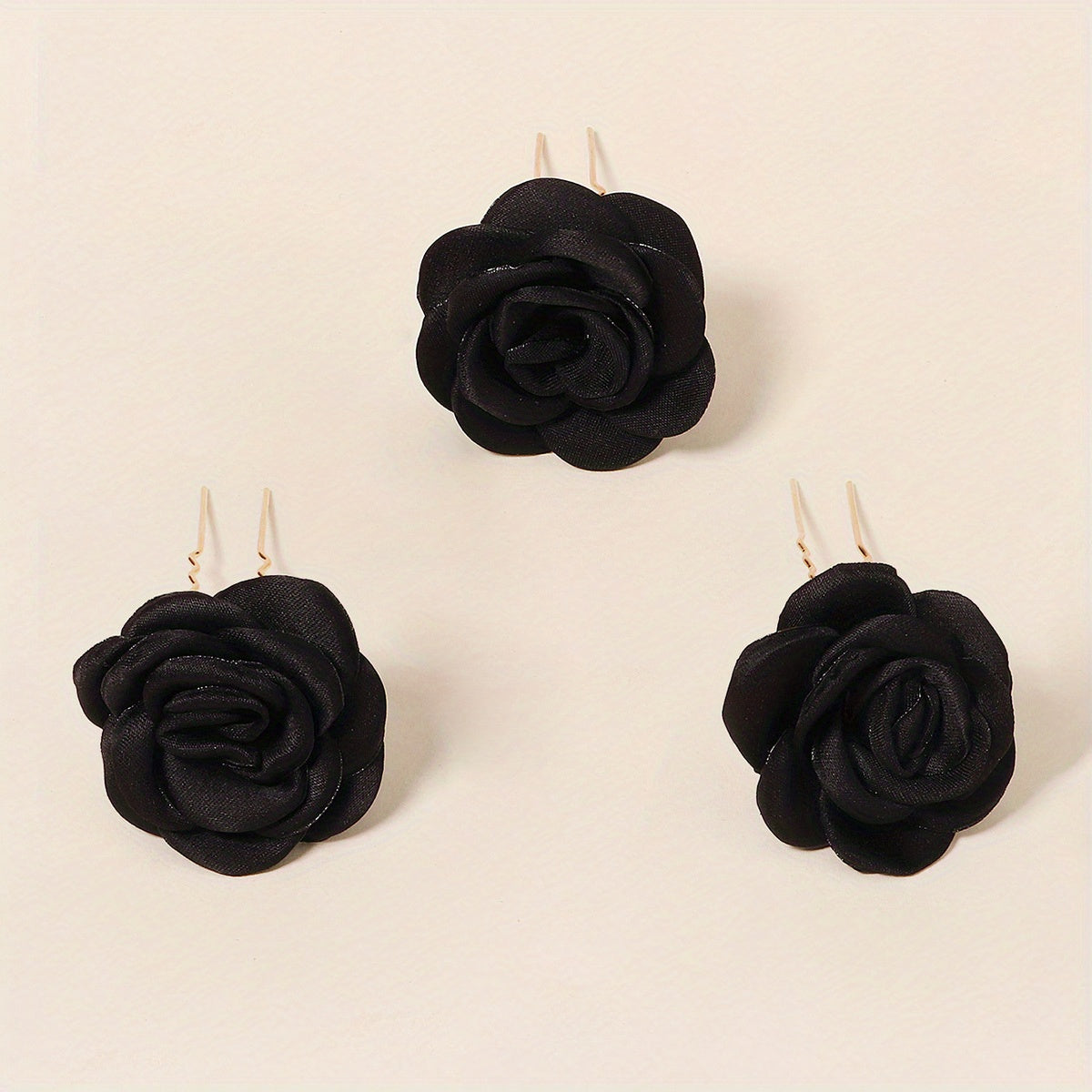 3pcs Rose Hair Pin Bridal Head Accessories U Shaped Hairpin