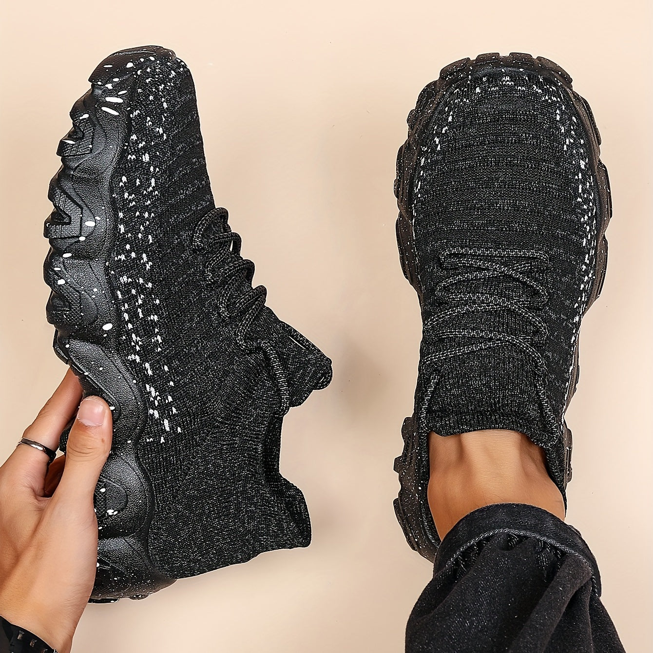 Men's Weave Knit Lace Up Casual Shoes Lightweight Sneaker