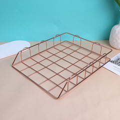 2pcs Iron File Storage Basket Office Table Supplies Metal Data Shelf Storage