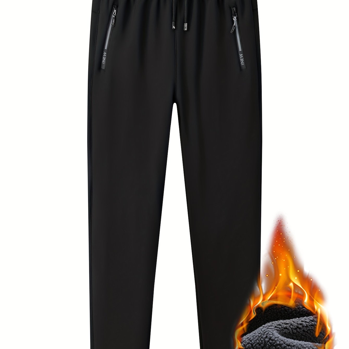 Men's Warm Fleece Zipper Pocket Windproof Sweatpants
