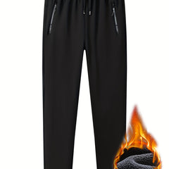 Men's Warm Fleece Zipper Pocket Windproof Sweatpants