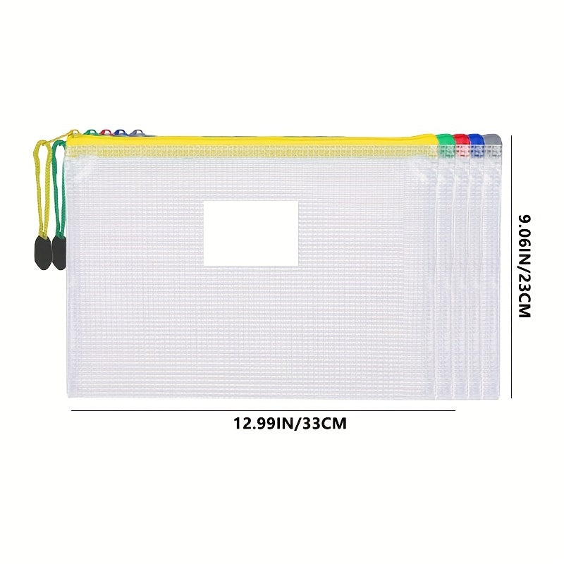 50pcs A4 Size Waterproof Zipper Bag With Tag Belt Mesh Zipper Bag