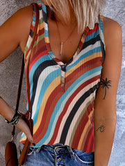 Striped Tank Top Sleeveless Casual Summer & Spring Women's Clothing