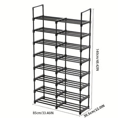 8 Layer Stackable Shoe Storage Rack - Dorm Room Organization