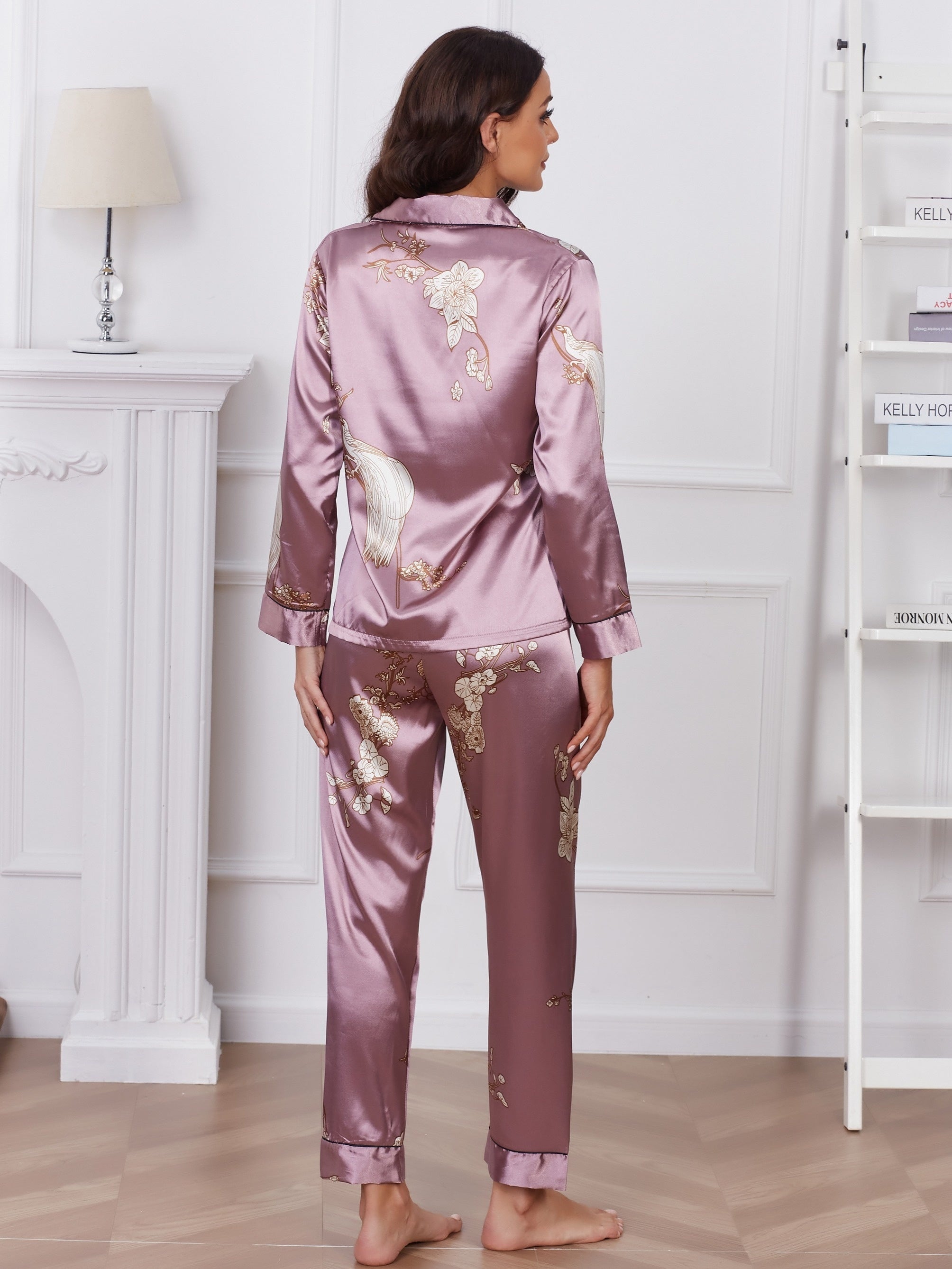 Floral Pajama Set Long Sleeve Top & Pants