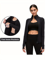 Women's Solid Sports Running Yoga Jacket