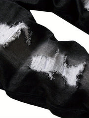 Slim Fit Ripped Jeans Men Casual Street Style Distressed Denim Pants