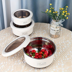 3pcs Stainless Steel Lunch Boxes Portable Sealed Fresh keeping Bowl