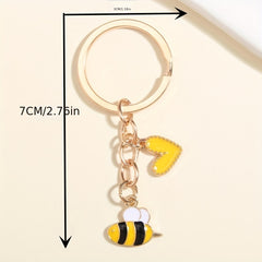 Cartoon Bee Keychain Animal Key Ring Purse Bag Backpack Car Charm