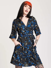 Gothic Dress Women's Plus Sun & Moon Print Knot Dress