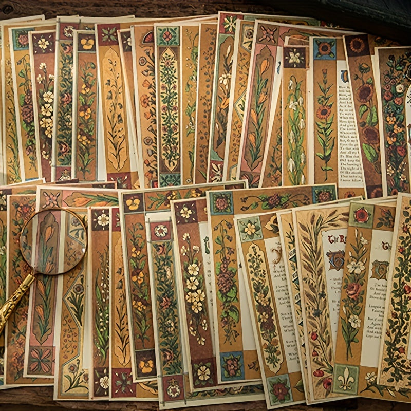 50PCS Medieval Garden DIY Decorative Paper for Collage & Art Projects