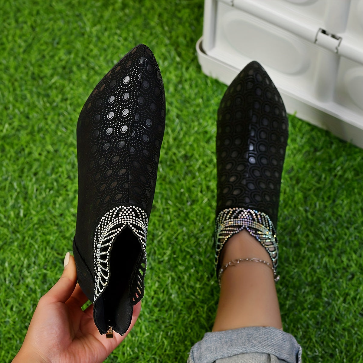 Women's Stiletto Heeled Boots Pointed Toe Back Zipper Pumps