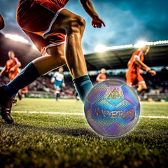 PU Reflective 5 Soccer Ball Indoor And Outdoor Turf Training Match