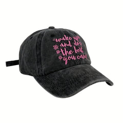 Pink Letter Embroidery Baseball Cap Vintage Distressed Dad Hat