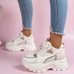 Women's Chunky Mesh Dad Shoes Lace Up Platform Sneakers