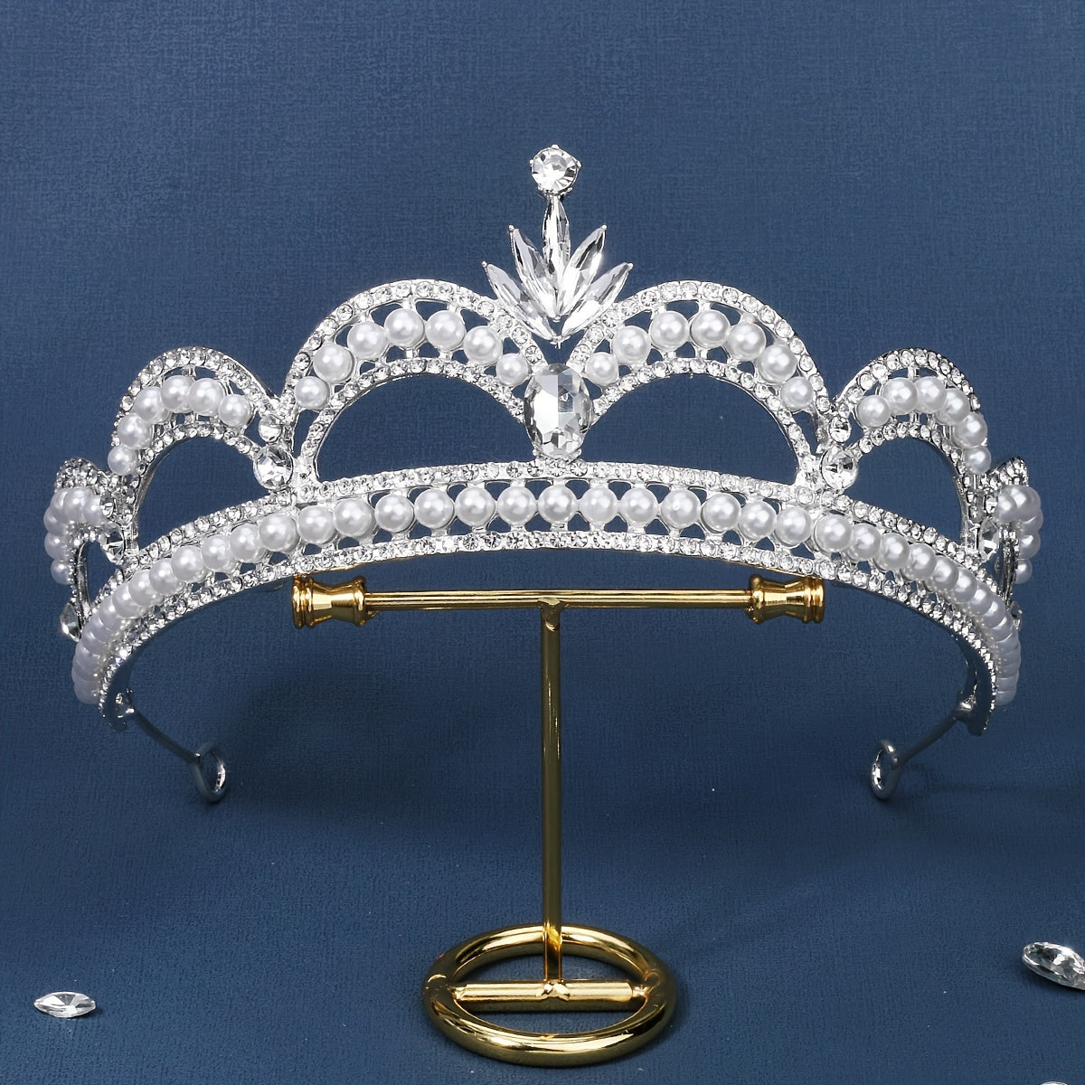 Rhinestone Faux Pearl Crown Hairband Tiara Party Favor Wedding Birthday