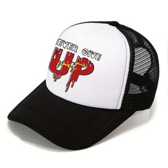 Unisex Sunshade Adjustable Baseball Cap with Never Give Up Embroidery
