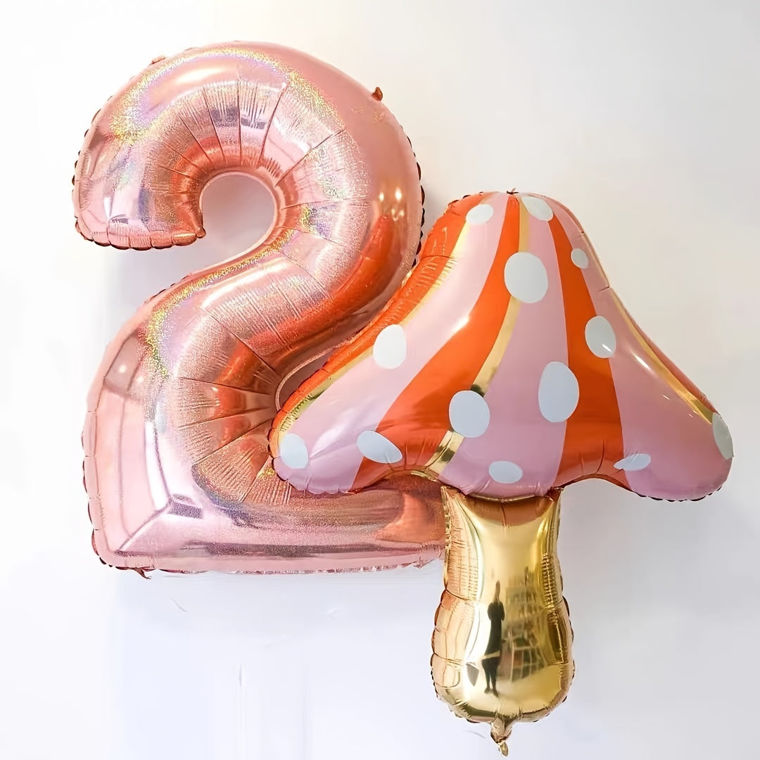 Forest Theme Birthday Mushrooms Balloons