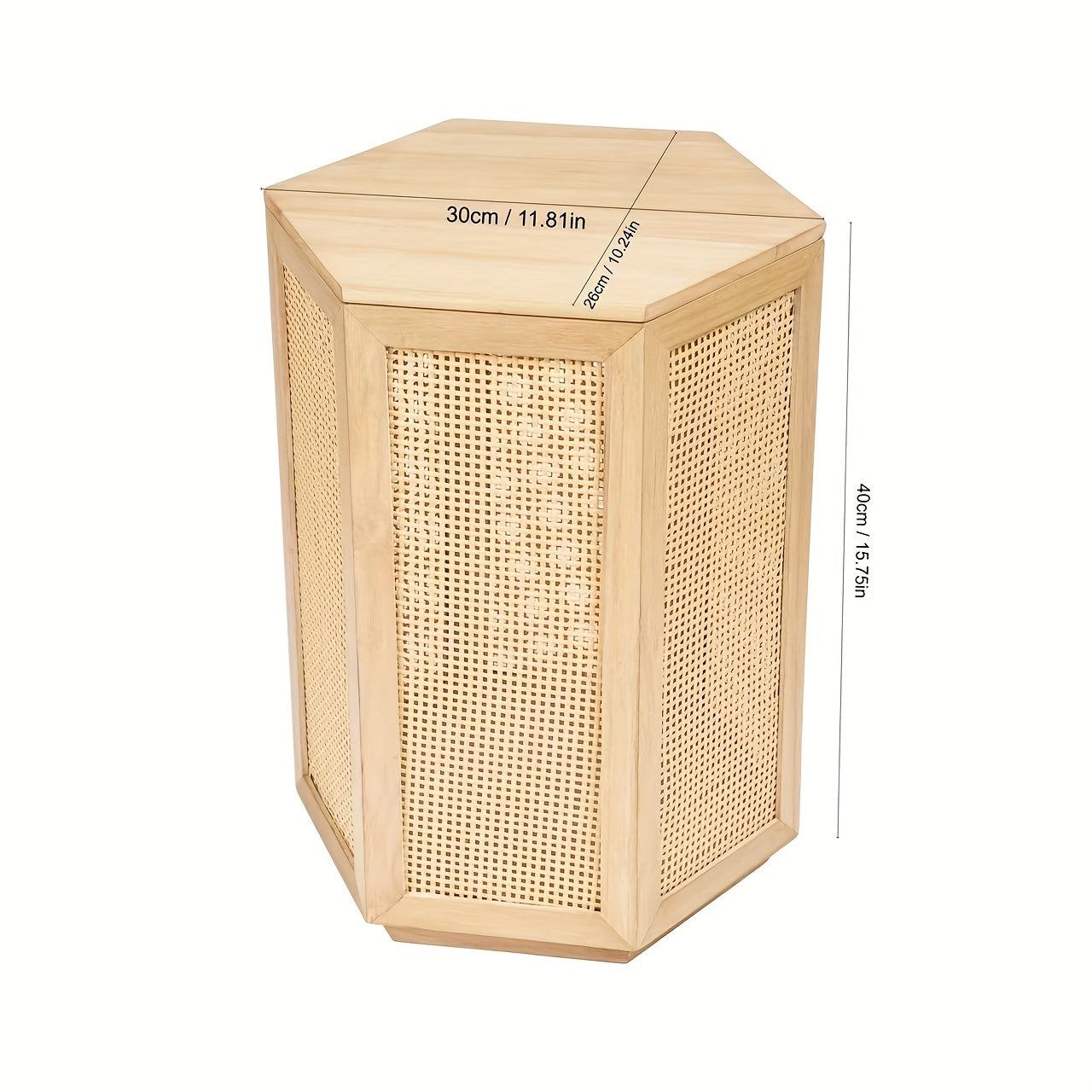 Rattan Pine Storage Stool Bedside Table Wood Pine Table