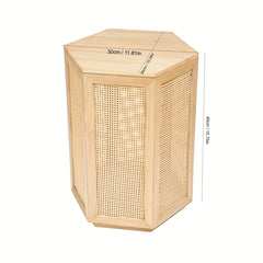 Rattan Pine Storage Stool Bedside Table Wood Pine Table