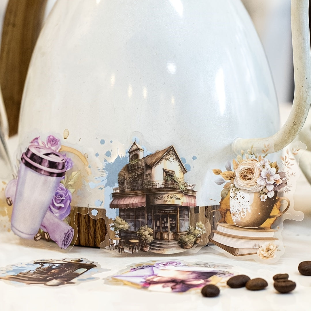 Cafe Series PET Stickers Set - 30 Sheets - Coffee Cup Theme
