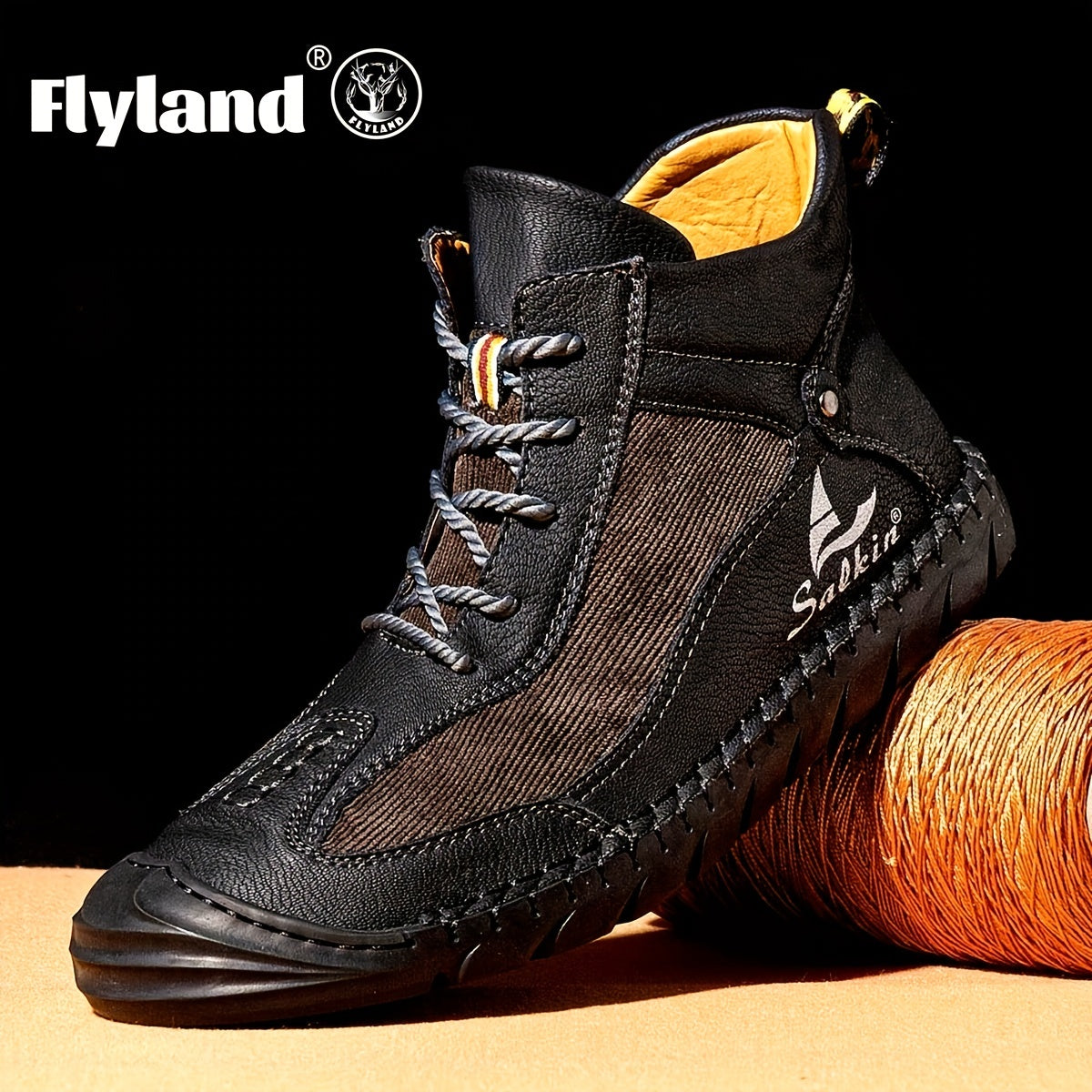 FLYLAND Men's Retro Casual Lightweight Ankle Boots Rubber Sole