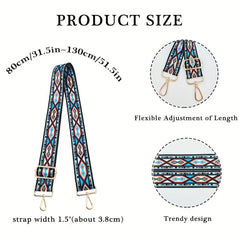 Geometric Pattern Bag Strap Replacement Wide Shoulder DIY Travel Accessories