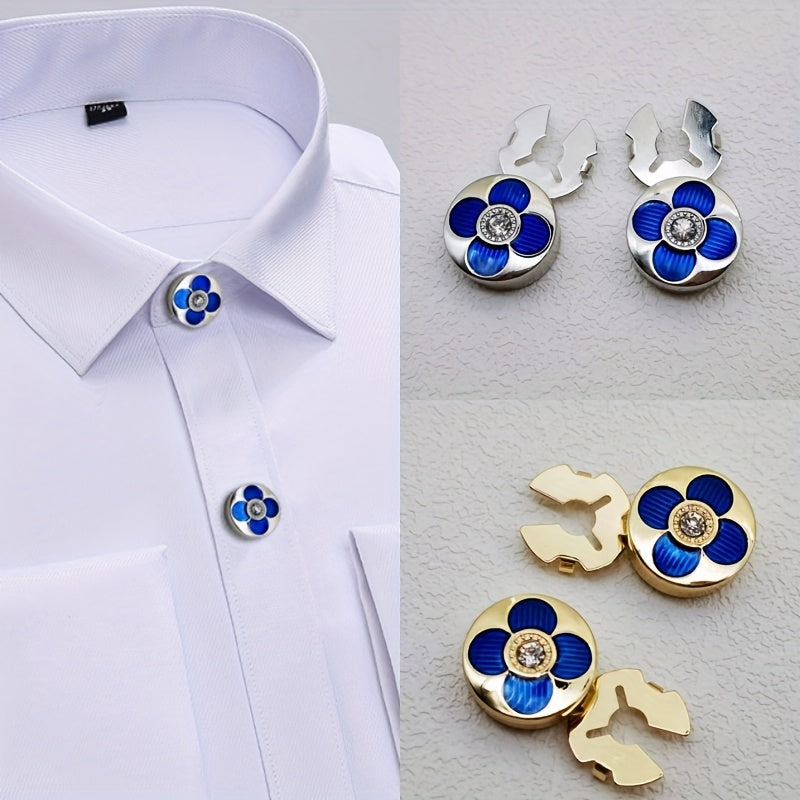 Rhinestone Button Covers for Men & Women Floral Pattern Shirt Decoration