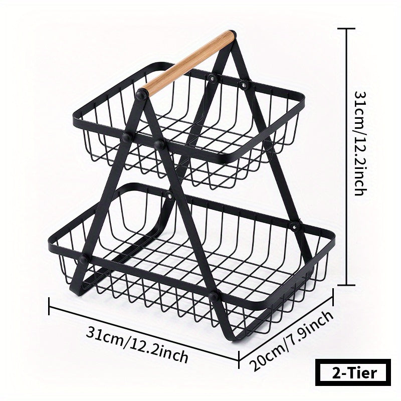 3 Tier Fruit Bowl Wire Storage Basket Stand Holder Organizer for Kitchen Counter