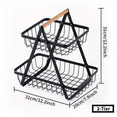 3 Tier Fruit Bowl Wire Storage Basket Stand Holder Organizer for Kitchen Counter