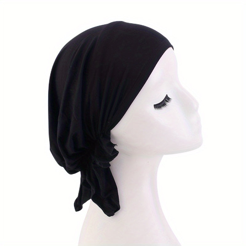 Solid Inner Turban Cap Elastic Head Wrap Underscarf