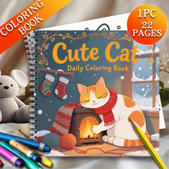 Cat Coloring Book Spiral Coil 22 Pages Thick Paper Single Sided Printing