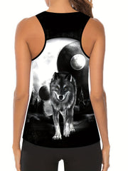 Wolf Print Tank Top & Leggings Yoga Outfit Set