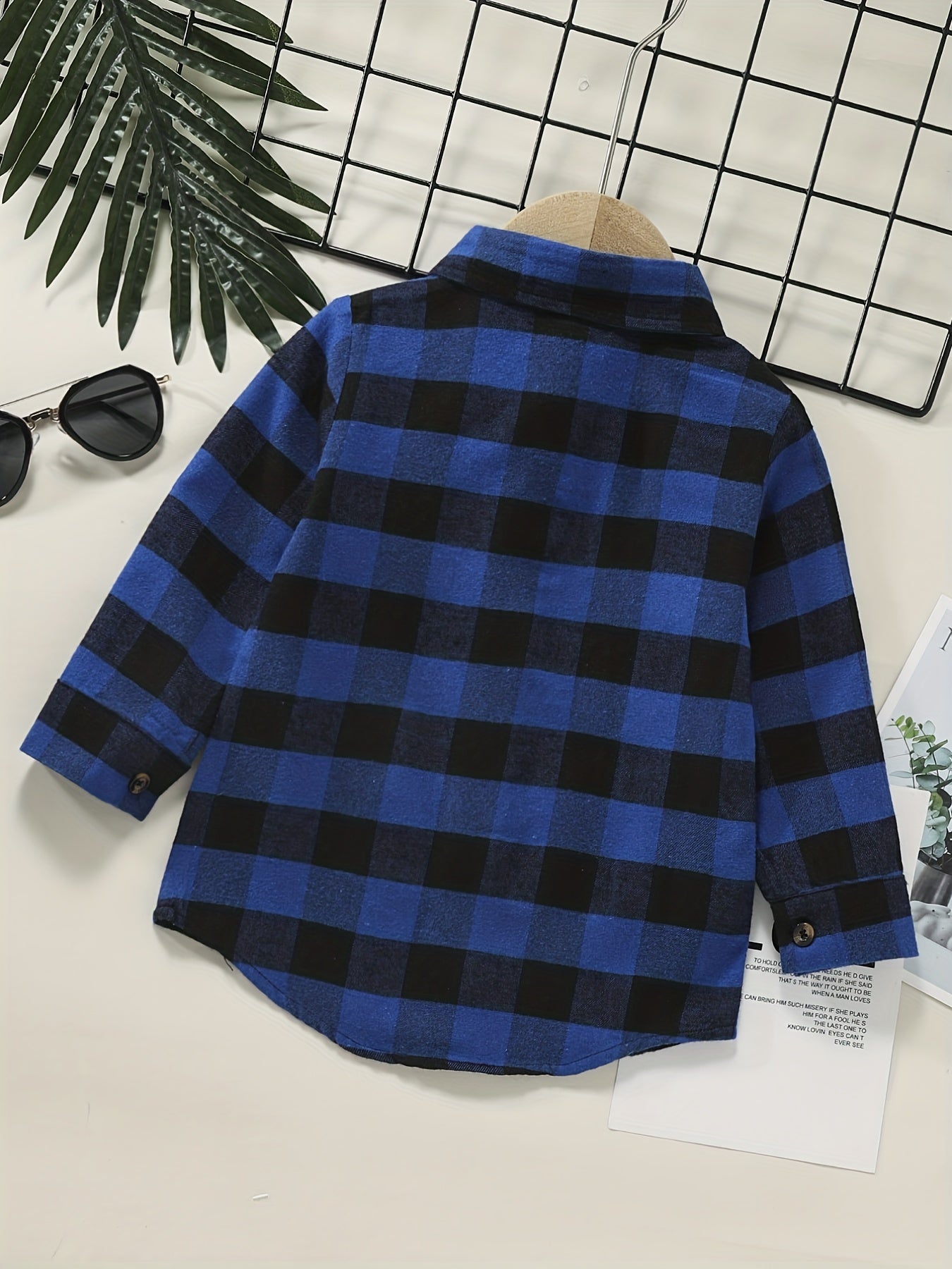 Boys Plaid Top Long Sleeve Lapel Shirt