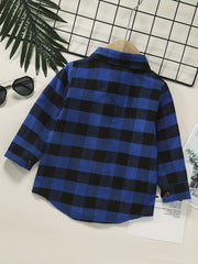 Boys Plaid Top Long Sleeve Lapel Shirt