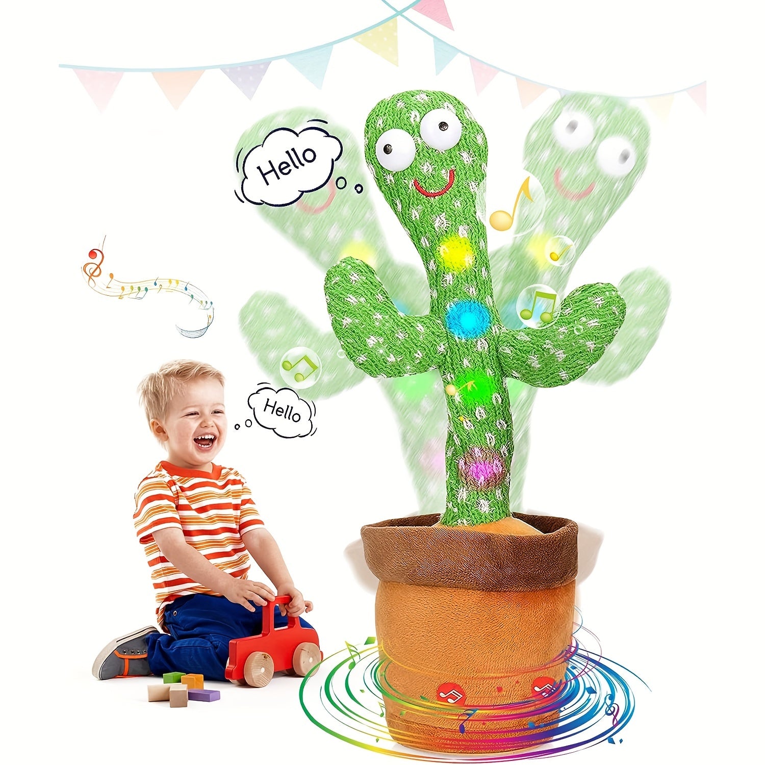 Swing Cactus Plush Doll for Kids - Battery Operated Dance & Sing Toy - Number 7