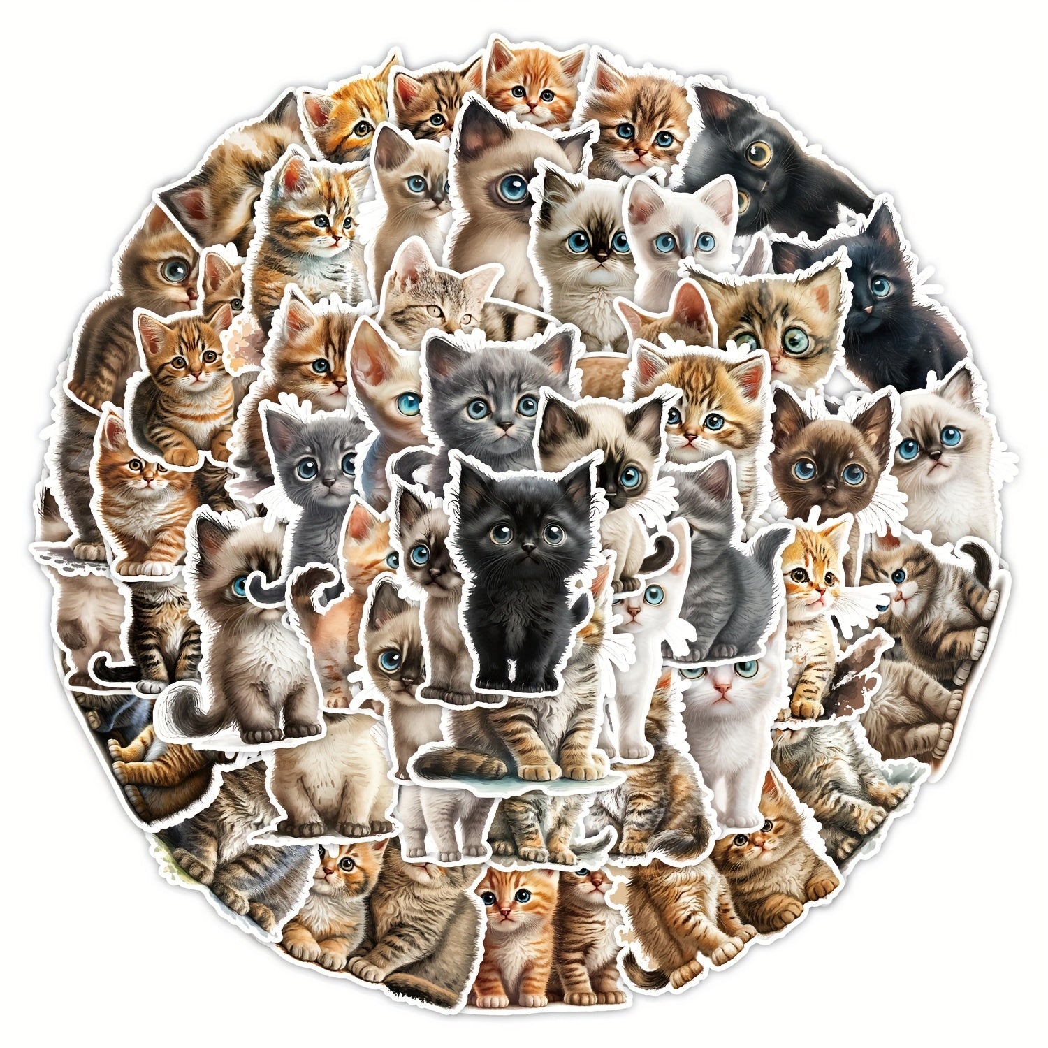 50 Big Eyed Cat Graffiti Stickers for Halloween & Christmas Decor