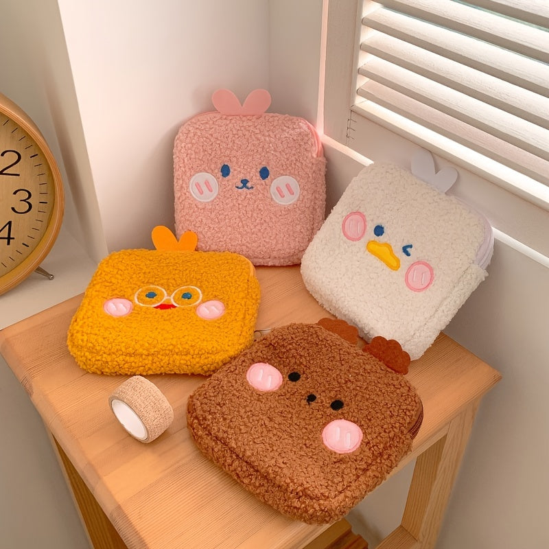 Cartoon Plush Shoulder Bag Small Cosmetic Bag for Travel
