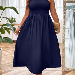Solid Strapless Maxi Tube Dress Women's Casual Slight Stretch