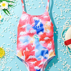 Girls Dinosaur Print One Piece Swimwear Bathing Suit