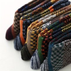 5 Pairs Thick Wool Mid-Calf Socks, Men Women, Autumn Winter
